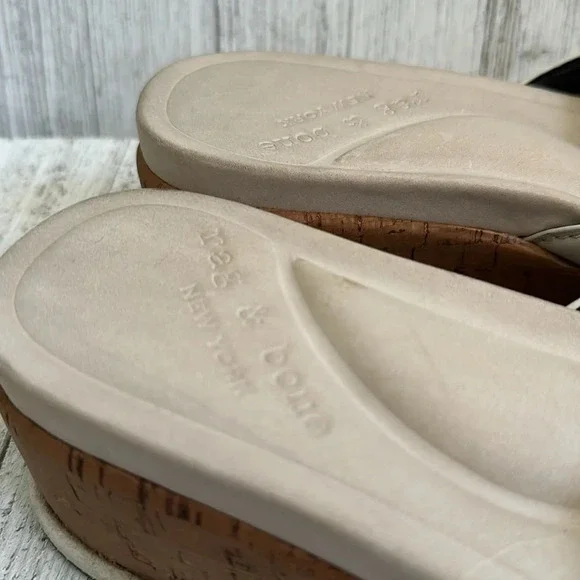 Rag & Bone Women's Leather Platform Peep Toe Buckle Sandals White - Picture 7 of 10